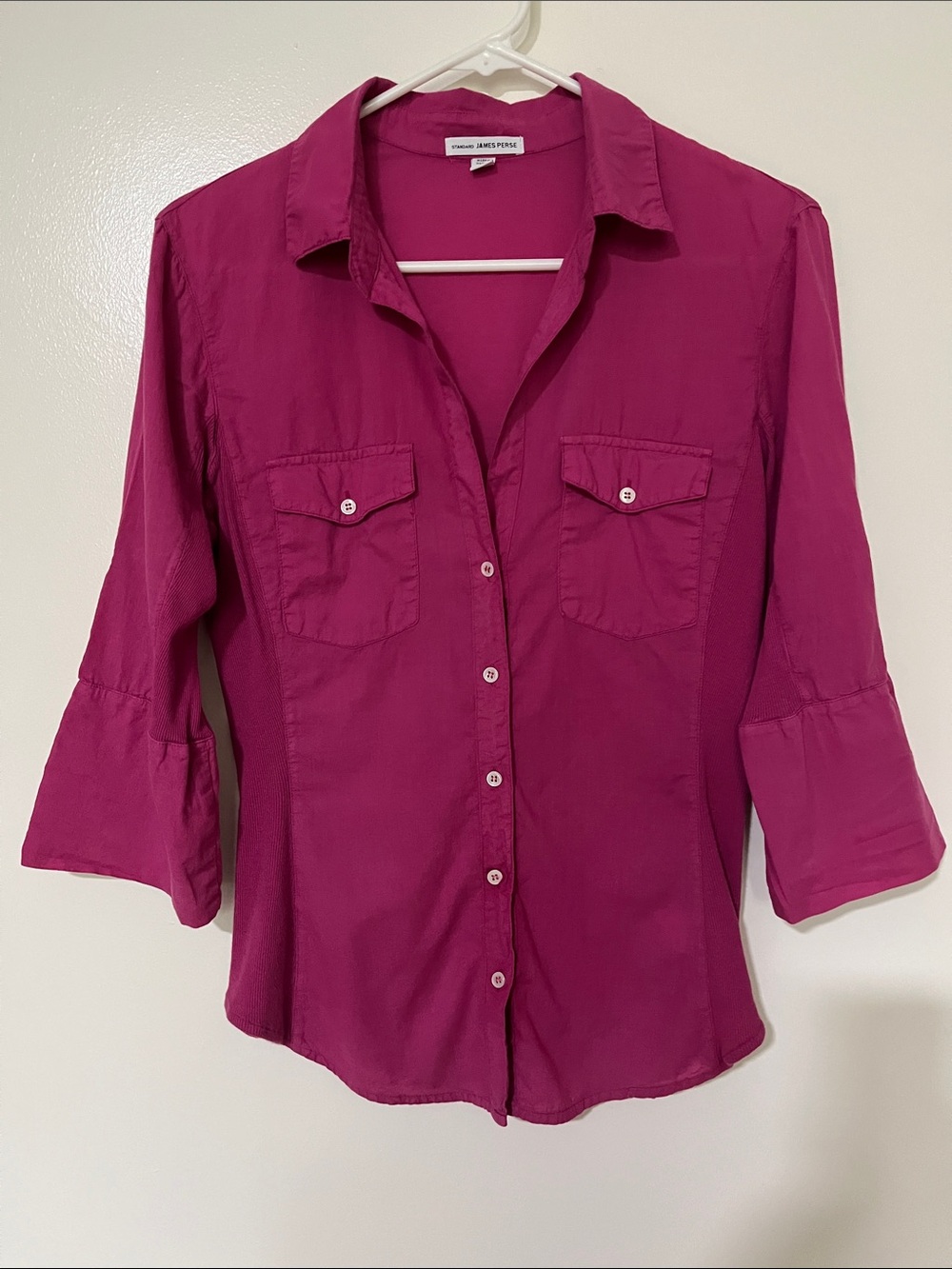 James Perse Fuchsia Button-Front Shirt with Chest Pockets